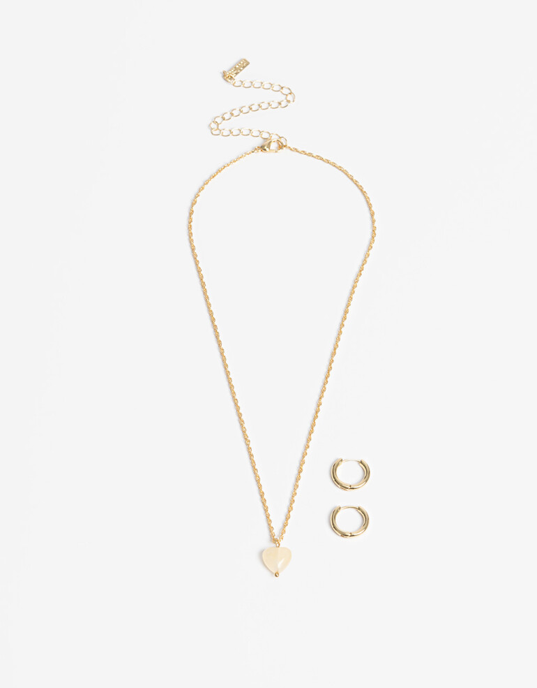 Bijouterie Set Navidad Set De Collar Y Aros Argolla - Dorado