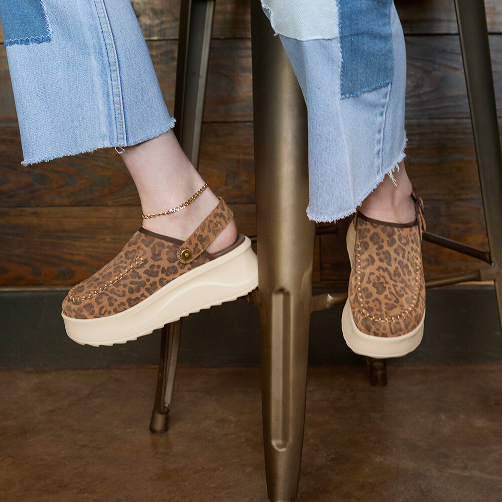 Zuecos Delray Clog Suede - Mujer Brown Leopard