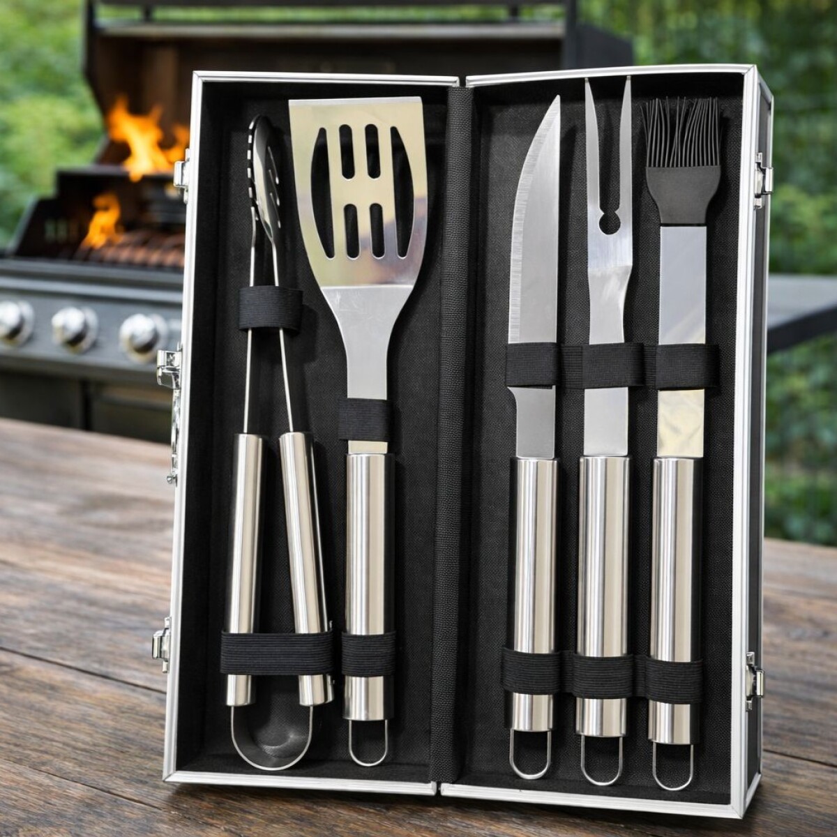 Kit de Asado 5 Piezas + Estuche 