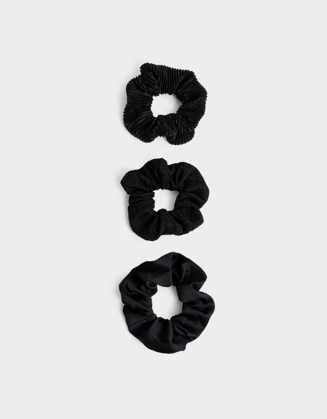 Skunzies Set por 3 Set De Scrunchies - Negro