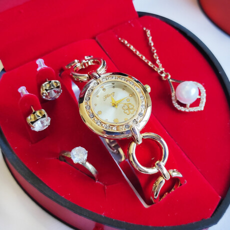 Set De Reloj De Corazón Perla En Forma De Hoja