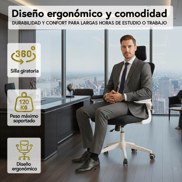 Silla de escritorio Oficina Sillon Ejecutiva Ergonomica Apoyabrazos Regulables IMBACK Color Negro Silla de escritorio Oficina Sillon Ejecutiva Ergonomica Apoyabrazos Regulables IMBACK Color Negro