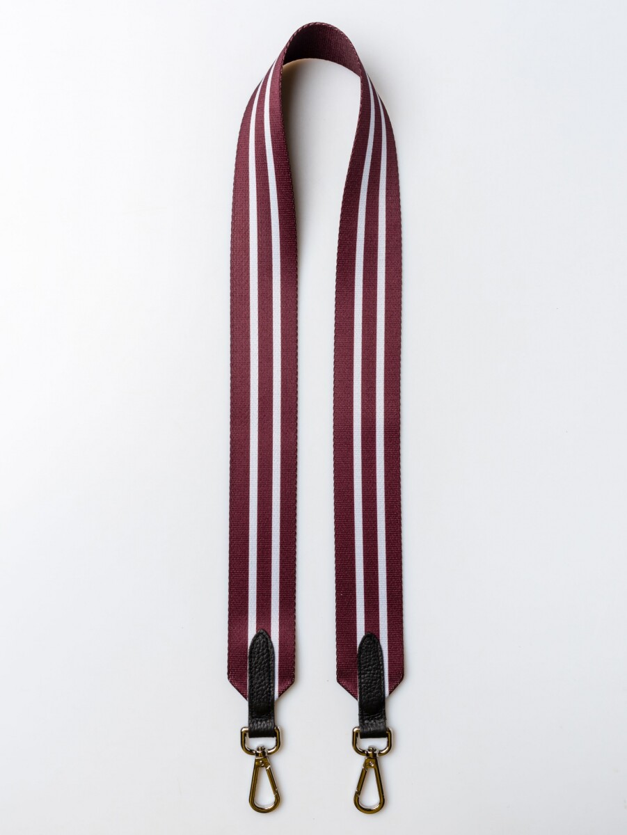 Correa Rufina En Cuero Graneado - Burgundy Niquel 