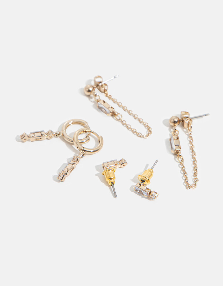 Aros Sets Strass Set De Aros Con Cubic Zirconia - Dorado