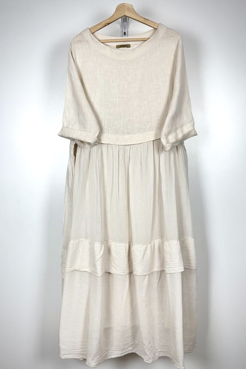 VESTIDO LINO/ALGODON OLMO - BEIGE 