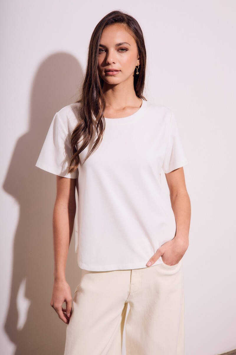 Remera Manga Corta Algodón Peinado Nacar