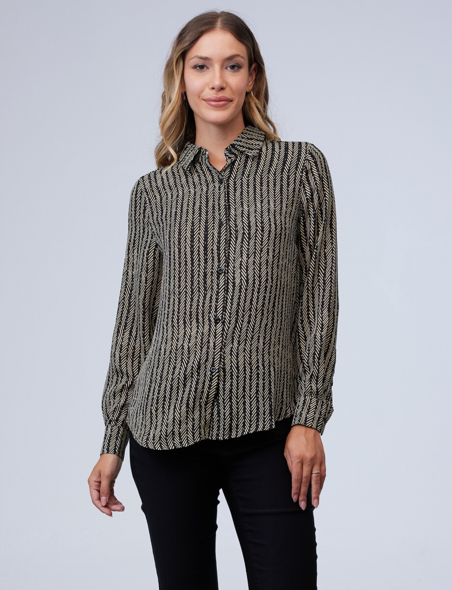 Camisa Espiga - Negro/beige 