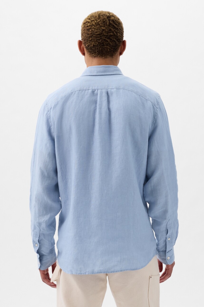 Camisa De Lino Hombre Distant Blue