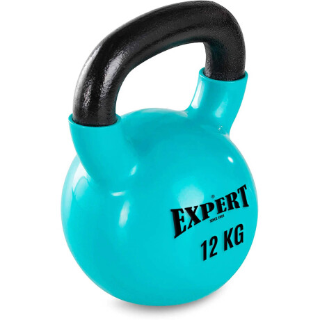 Pesa Rusa 12Kg Expert Hierro Macizo Kettlebell Mancuerna Recubierta Celeste