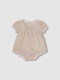 Vestidode Lino Con Tiras Bordadas Marron