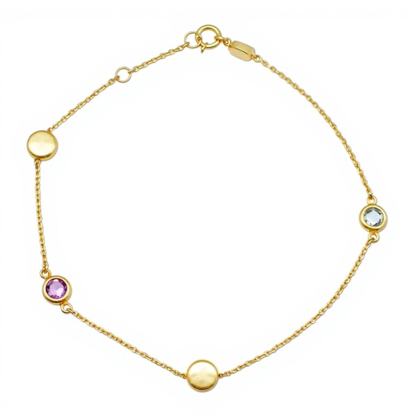 Pulsera Solitario -Oro bajo-Zirconia y Amatista-PU8074 conpiedra