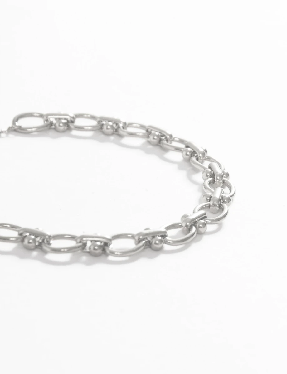 Pulsera acero eslabones redondos - plateado 