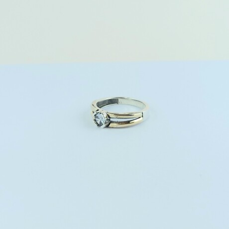 Anillo de plata 925 y double en oro 18 ktes con circonia, SOLITARIO Anillo de plata 925 y double en oro 18 ktes con circonia, SOLITARIO