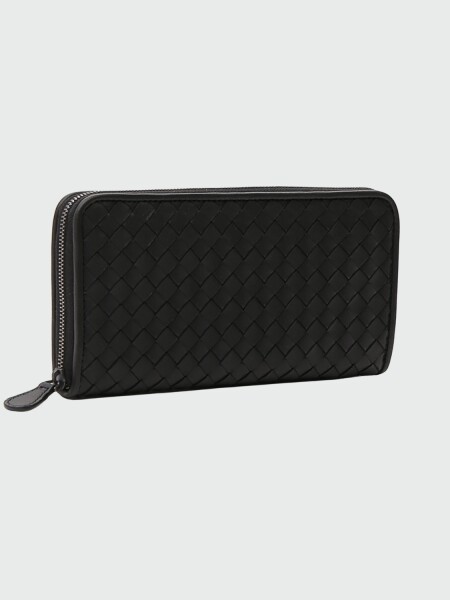 Billetera Continental de cuero Bottega Veneta, Intrecciato Negro