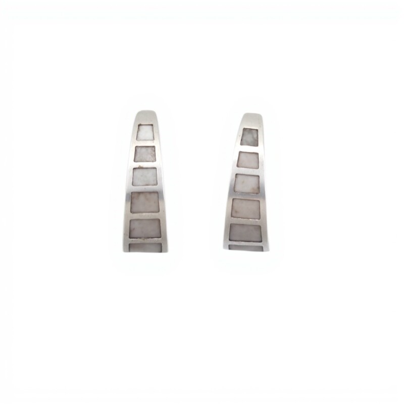 Caravanas Medio aro-Plata 925-Piedra Nacar-CA3338 conpiedra