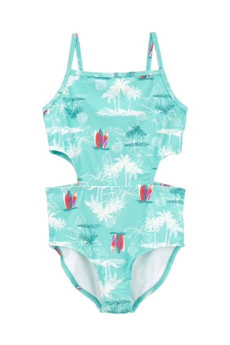Malla de baño una pieza con protección UPF 50+ diseño playero Malla de baño una pieza con protección UPF 50+ diseño playero