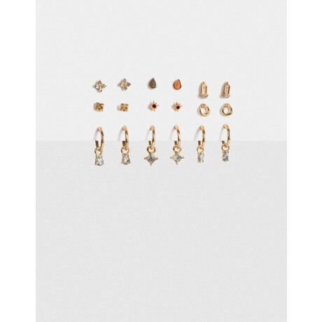 Set De Aros Dorados Con Strass Dorado