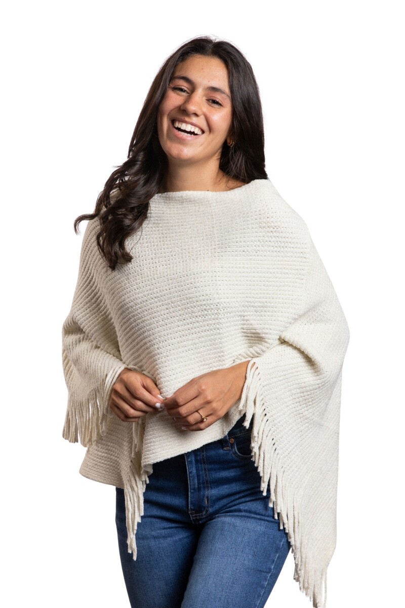 CHERRY PONCHO - WHITE 