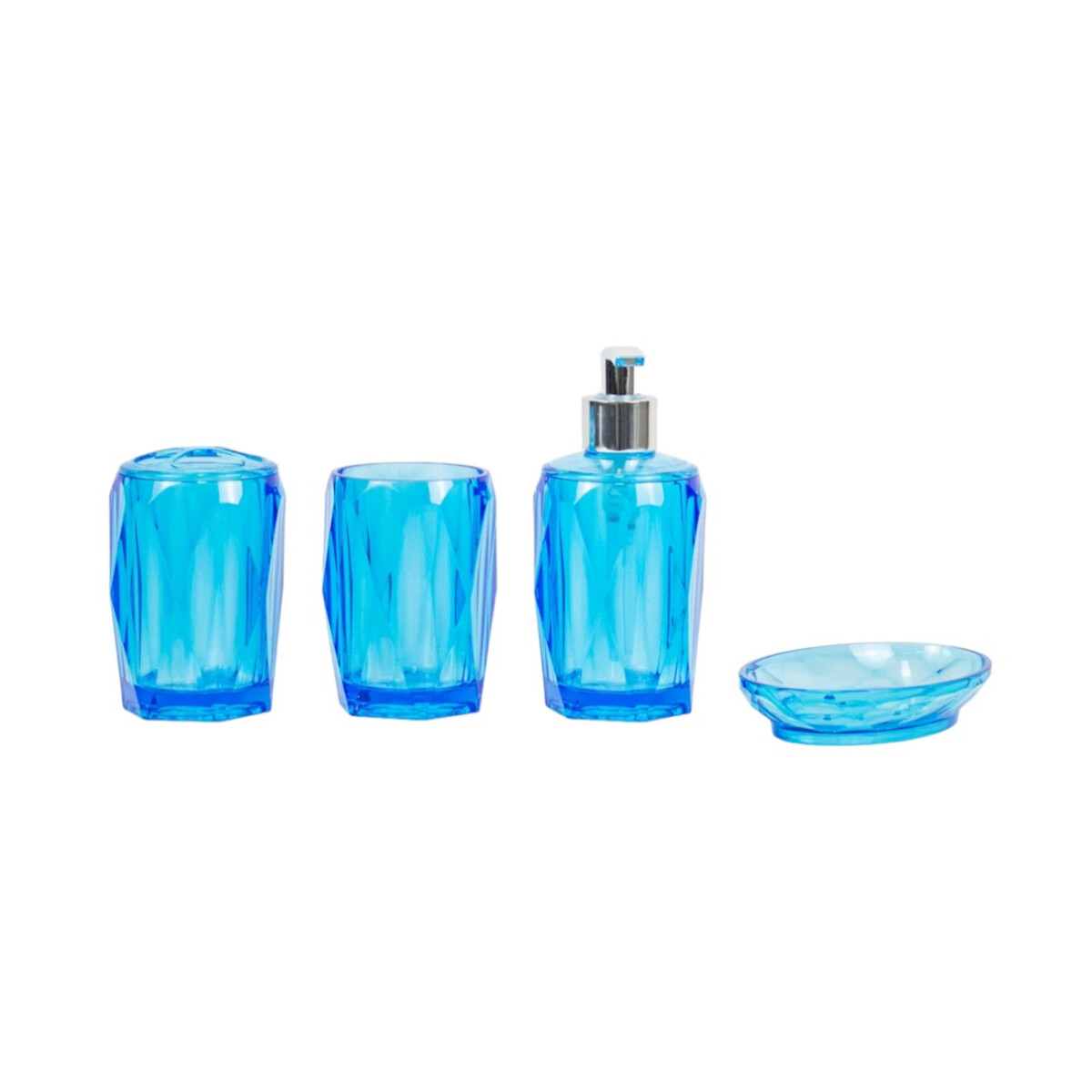 Set De Accesorios Para Baño X4 Piezas - Azul 