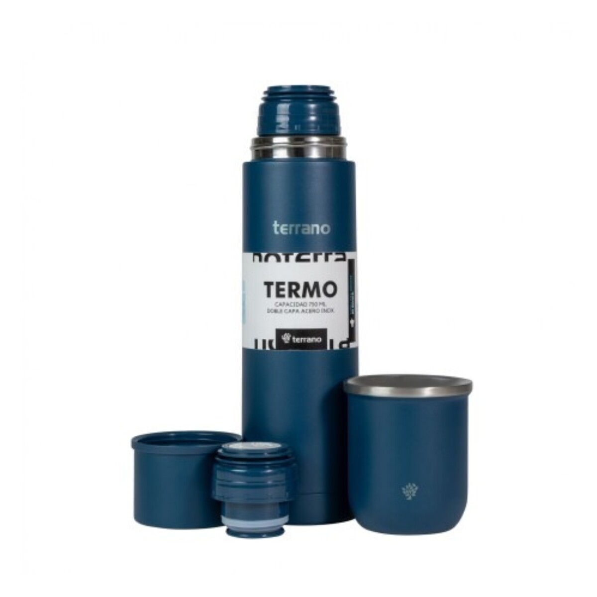 Kit Matero Terrano Termo Bala 750ML + Mate - AZUL-OSCURO 