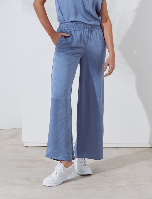Pantalon Palazzo Saten AZUL