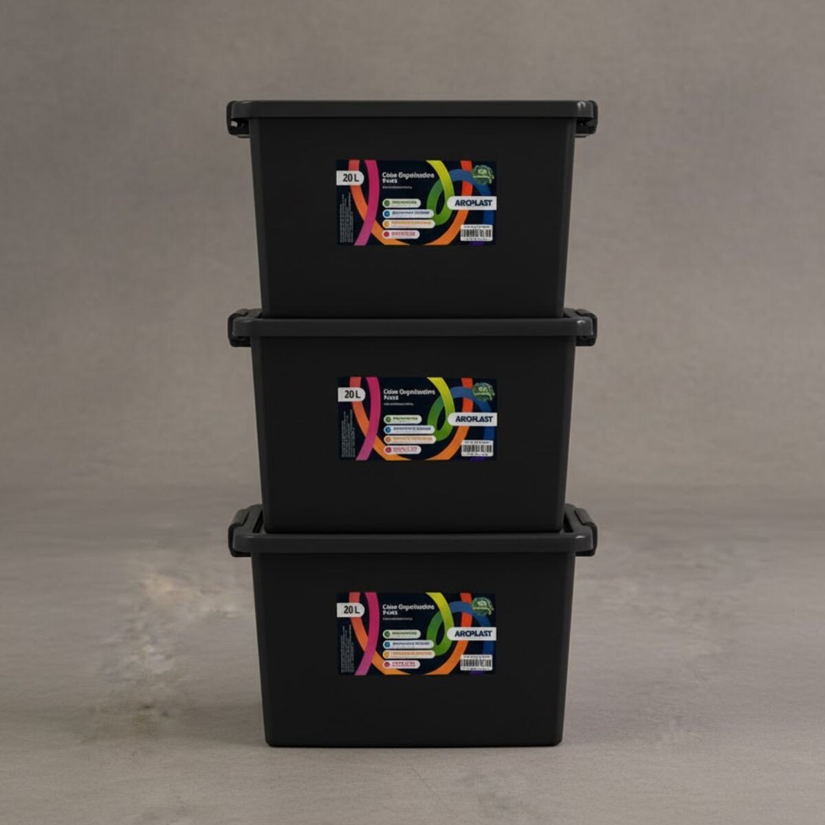 Set x3 Caja organizadora 20lts - NEGRO 