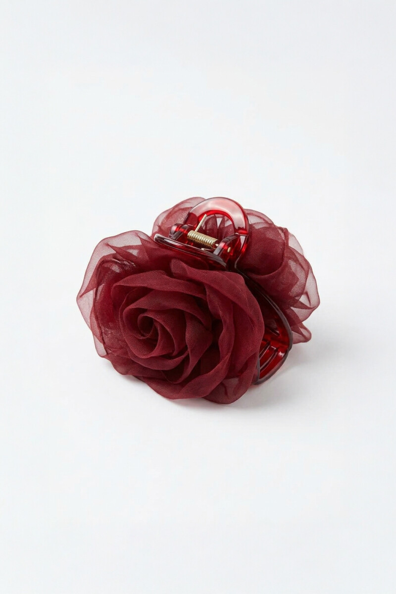 Broche flor tul rojo