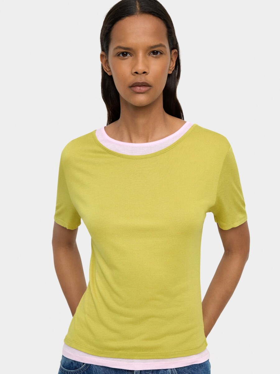 Camiseta Básica Bicolor verde