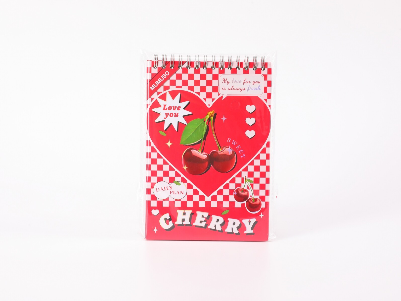 CUADERNO CON ESPIRAL ESTILO RETRO (CEREZA) 