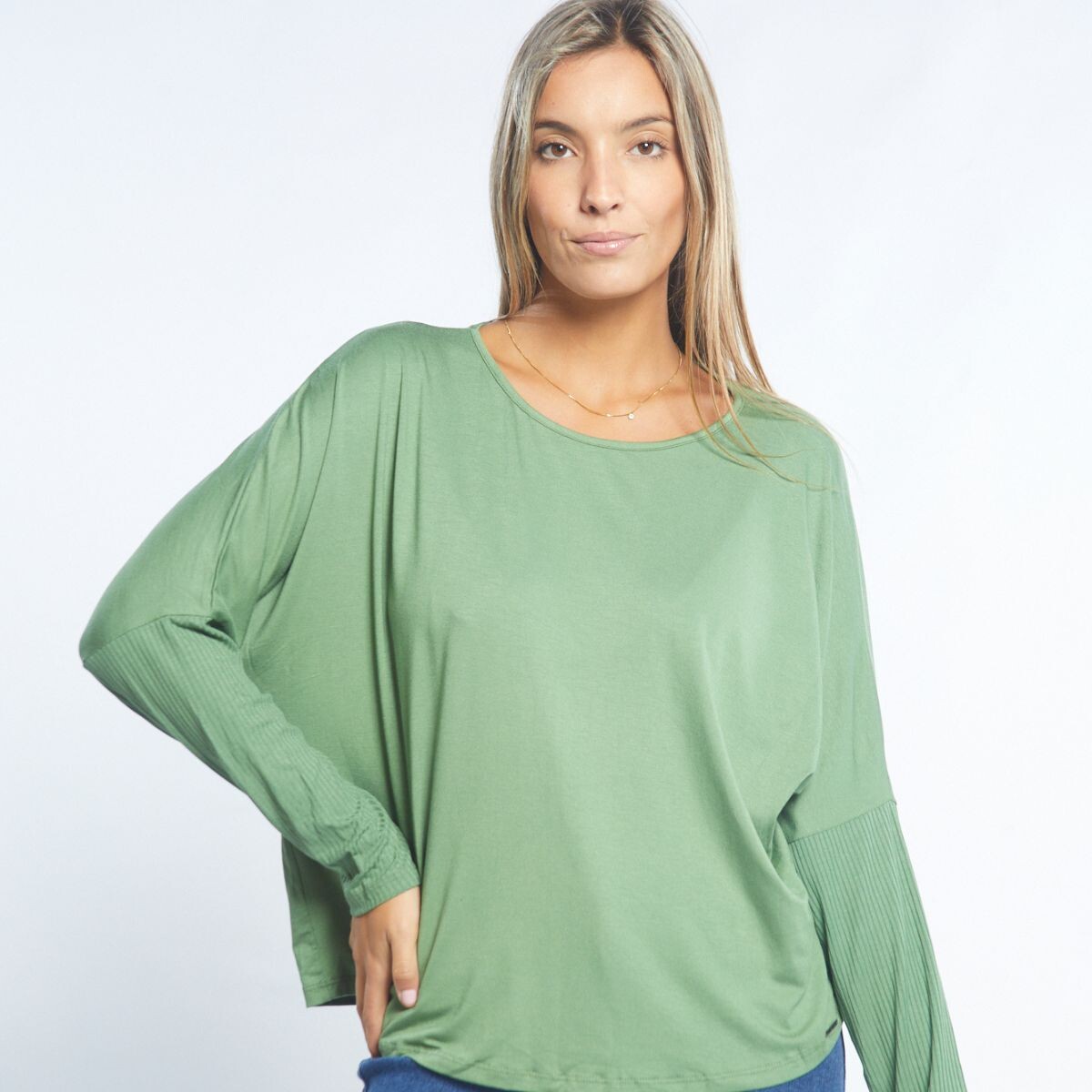 Remera Manga Larga Liso - Verde 
