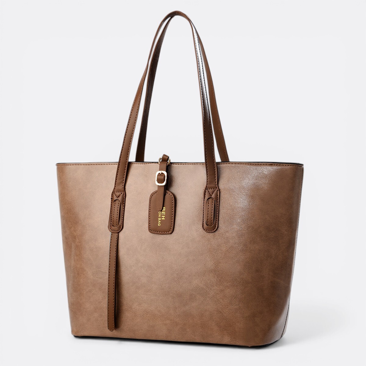 Bolso Soho Tote Simil Cuero Dama - Marrón Claro 