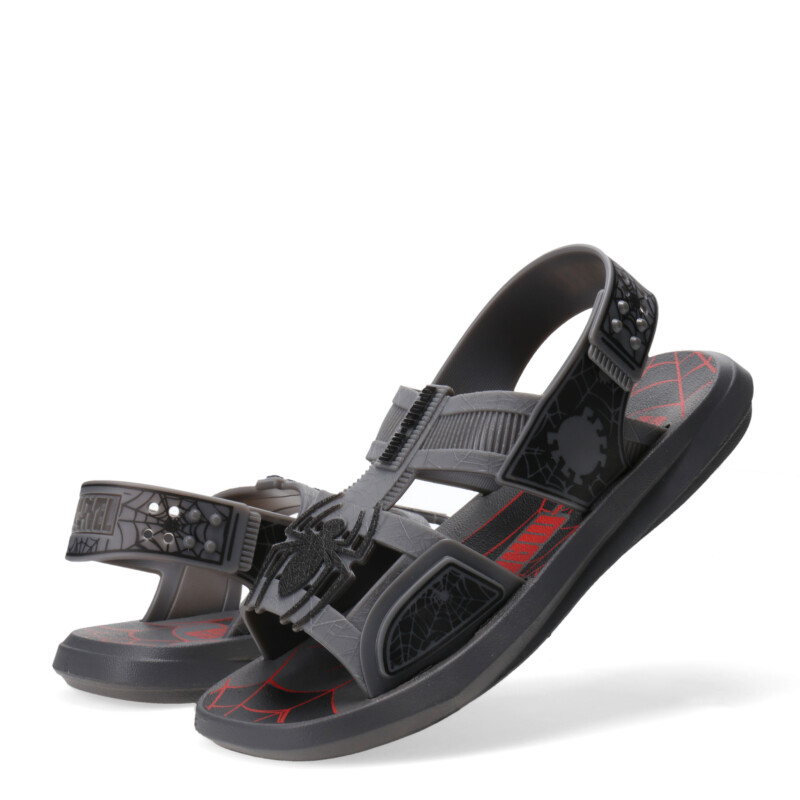 Sandalias Infantiles Marvel Buggy Spiderman Gris - Negro - Rojo