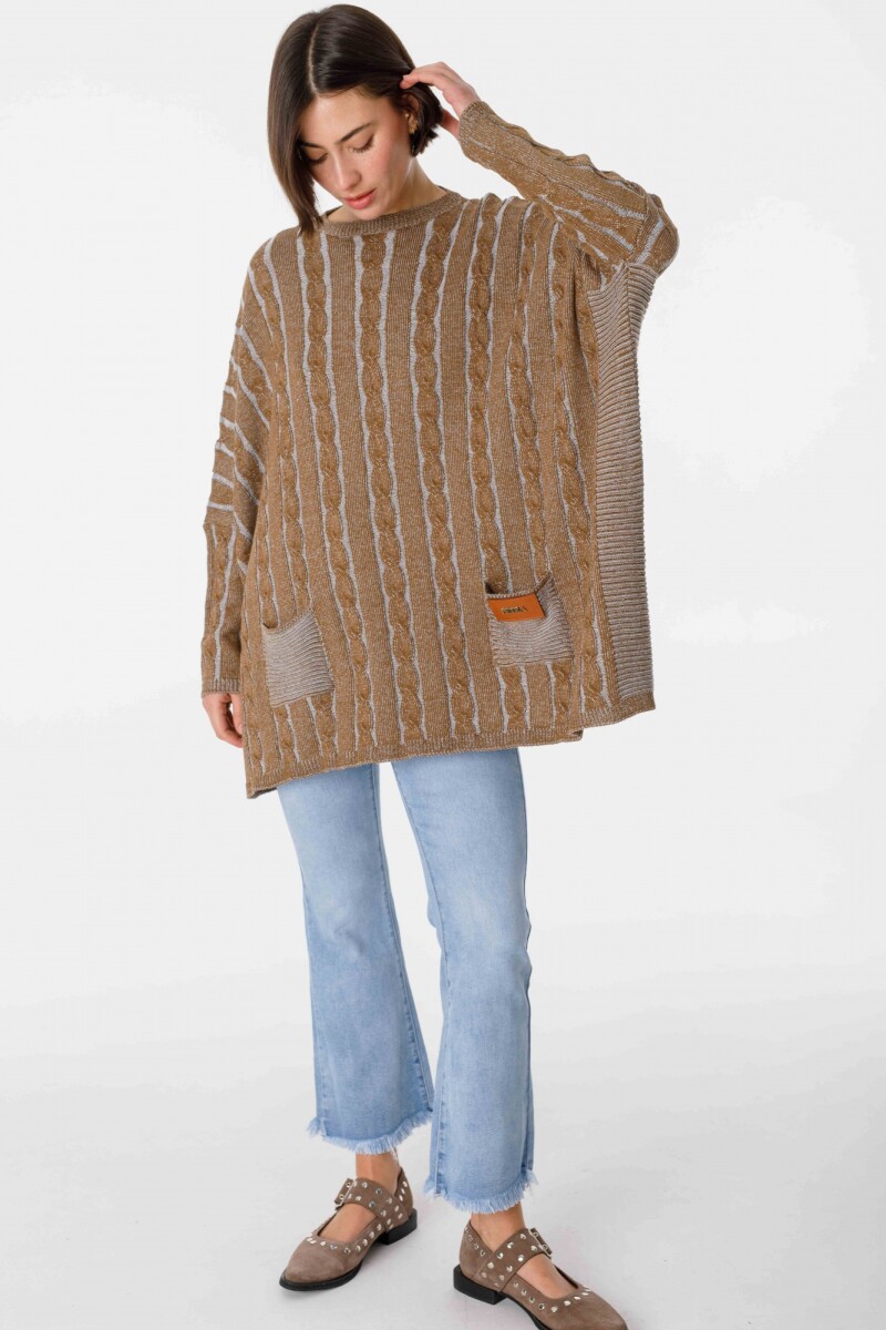 Sweater Oceano Celeste/Camel