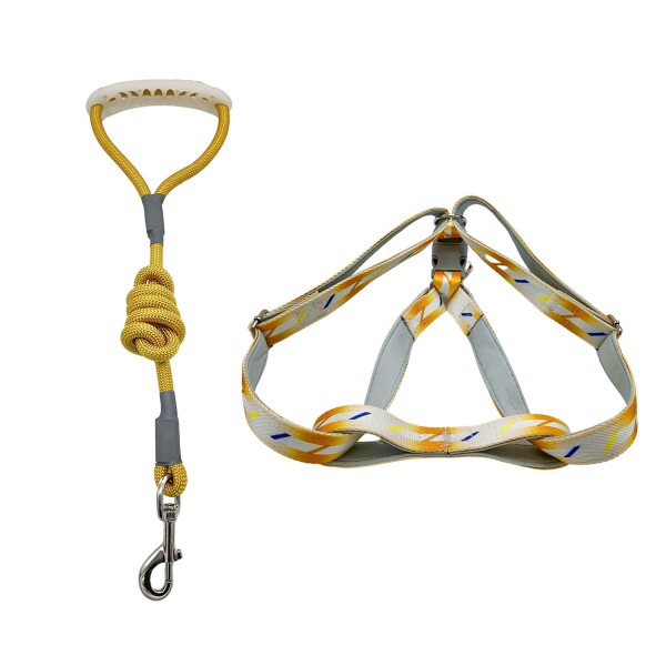 Arnes Correa Pretal Perro Mascota Ajustable Grande Variante Color Amarillo