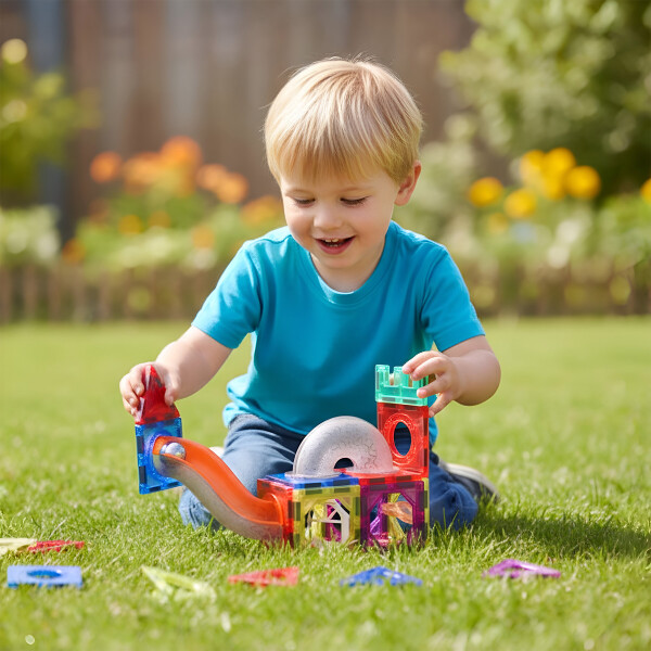 Juego de Construcción Bloques Magnéticos Infantil 56 Piezas Diseño De Colores