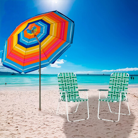 Silla Alta Metálica Plegable Playa Jardin Reforzada Verde