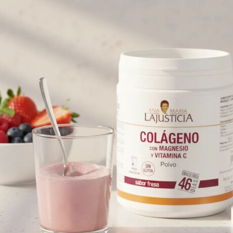 Colágeno con Magnesio + Vitamina C 350gr Sabor Fresa AML Colágeno con Magnesio + Vitamina C 350gr Sabor Fresa AML