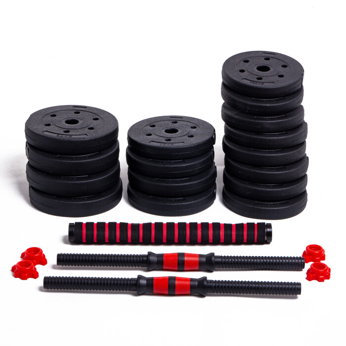 Set de 2 Mancuernas + Barra 3 en 1 + 25 kg en pesas Randers Set de 2 Mancuernas + Barra 3 en 1 + 25 kg en pesas Randers