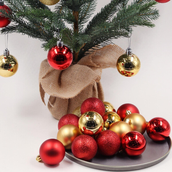 30 Chirimbolos Adorno Navidad 30mm Glitter Brillante Opaco Variante Color Dorado