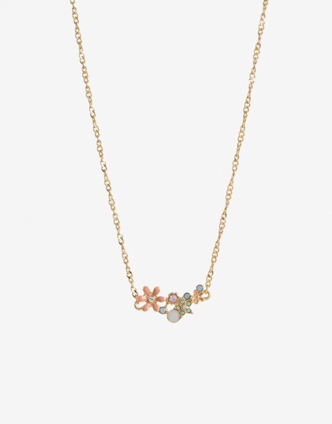 Cadena Corta con Dije Esmalte Collar Con Dije Flor - Dorado