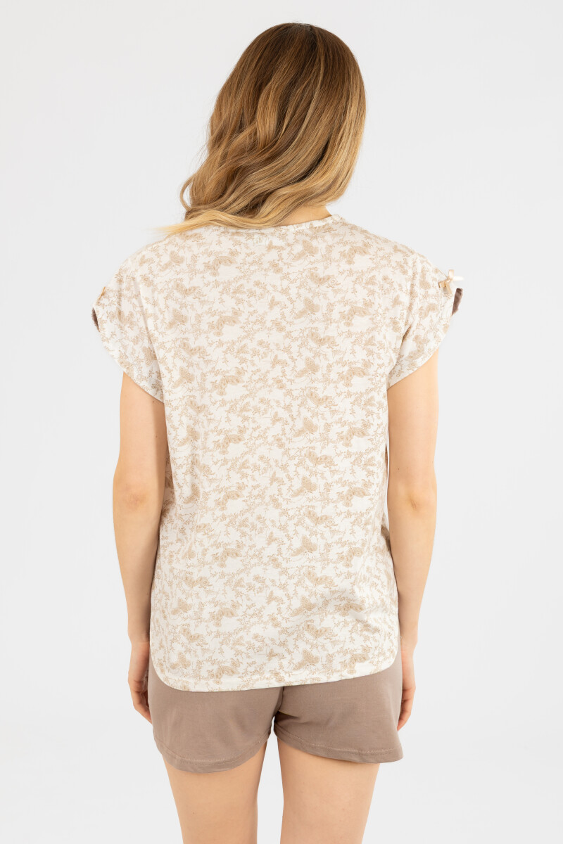 Pijama floral Beige