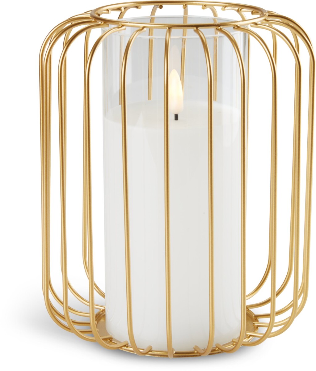 Portavelas KRESTER Ø15xA18cm dorado LED 