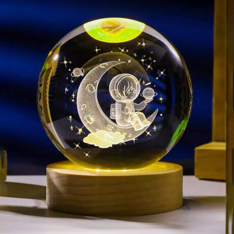 Lámpara Veladora Esfera De Cristal Chica Luz De Colores Astronauta