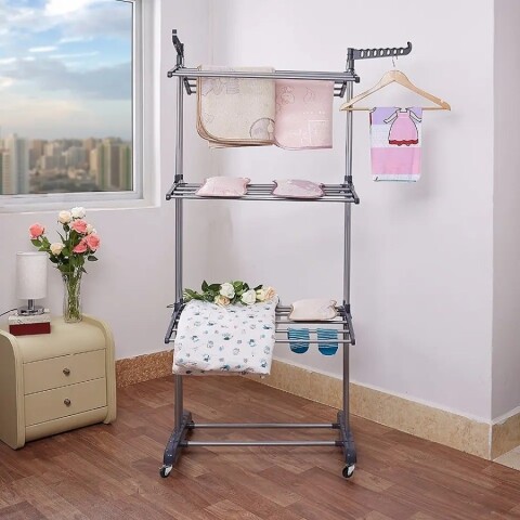 Tendedero vertical plegable para colgar ropa 3 niveles Tendedero vertical plegable para colgar ropa 3 niveles