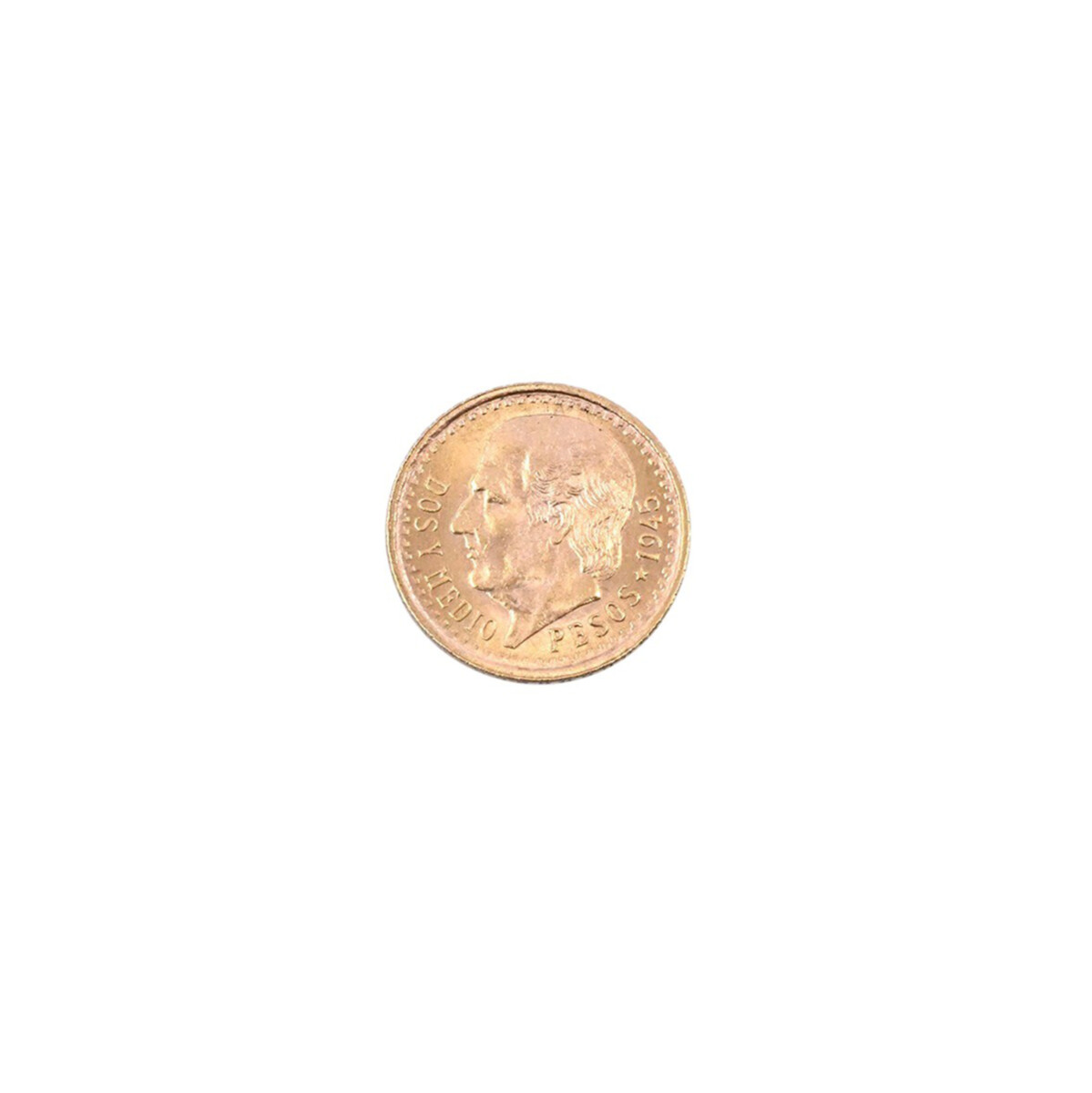 Moneda de oro Estados Unidos Mexicanos dos y medio pesos año 1945. 