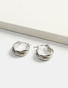 Aros Argollas Metal Aretes Argollas Entrelazadas - Plateado Rodio