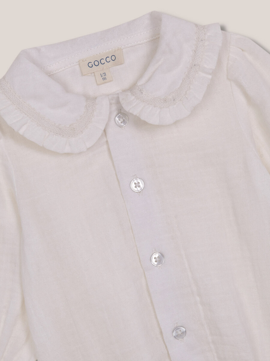 Camisa Body Con Volante Blanco Roto
