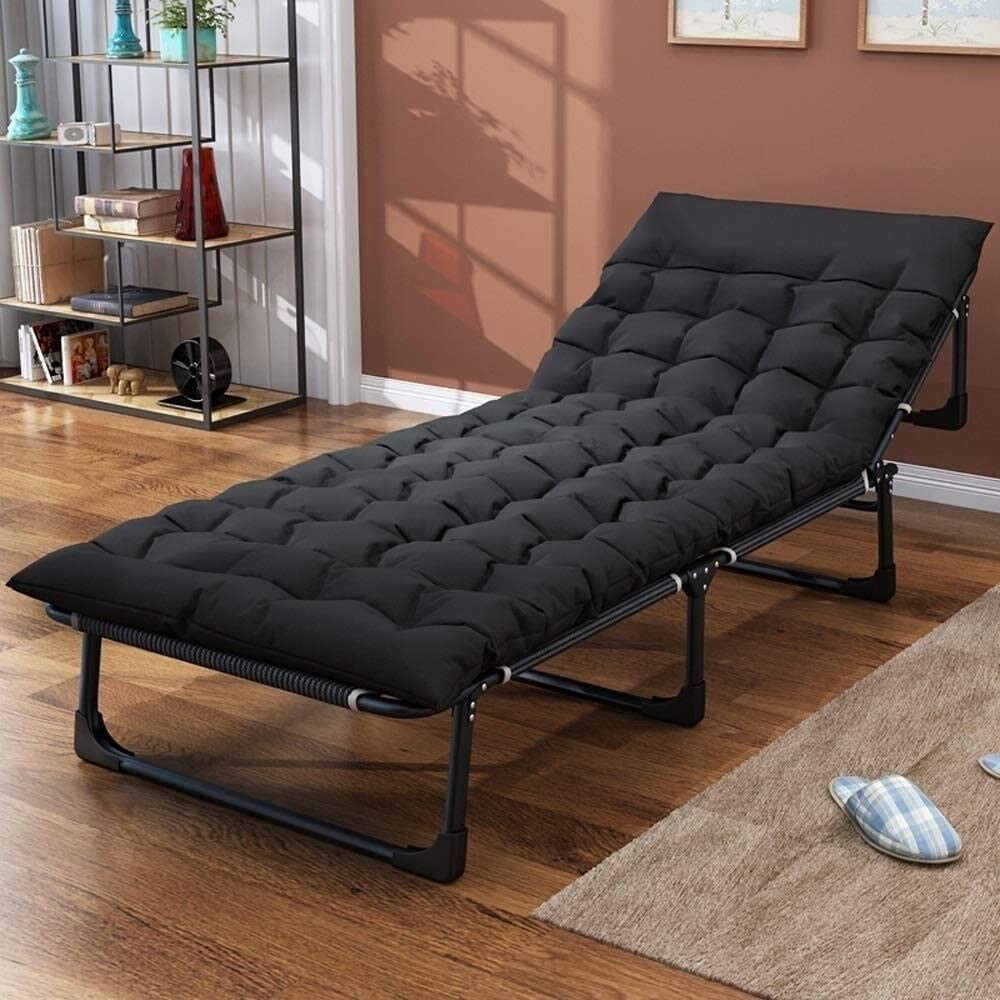 Catre plegable acolchonado Negro