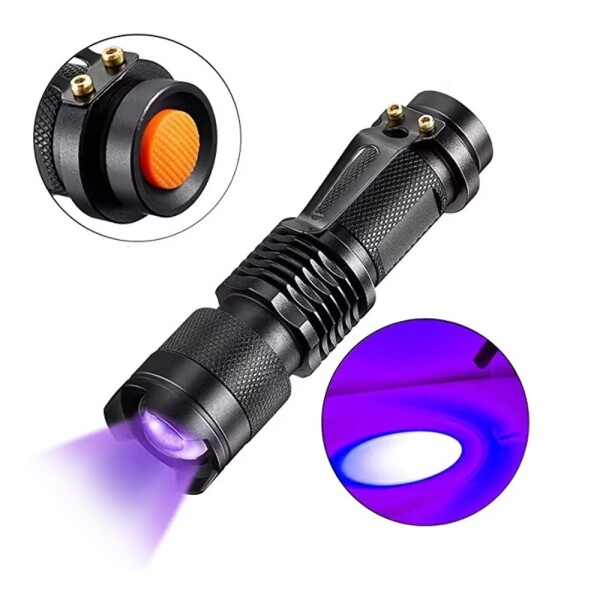 Linterna Luz Ultravioleta UV 395 nm Detector A Pila Bolsillo Variante Color Negro