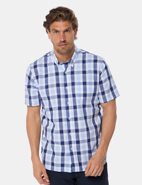 CAMISA A CUADROS Celeste
